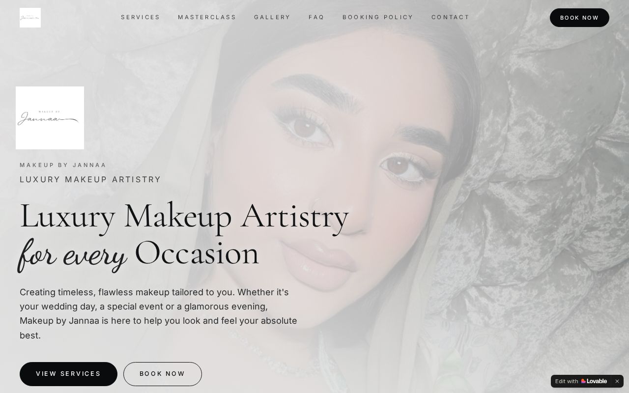 Makeup by Jannaa website preview